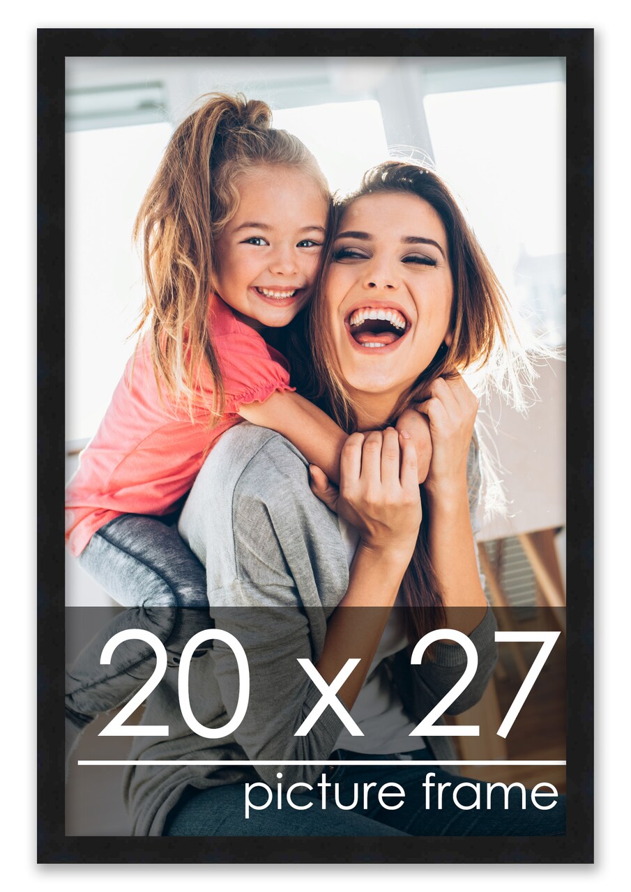 20x27 Solid Wood Picture Frame with UV-Resistant Acrylic & Acid-Free Backing, Available in 6 Finishes: Matte Black, Matte White, Metallic Bronze, Silver, Natural Wood Grain & Mahogany